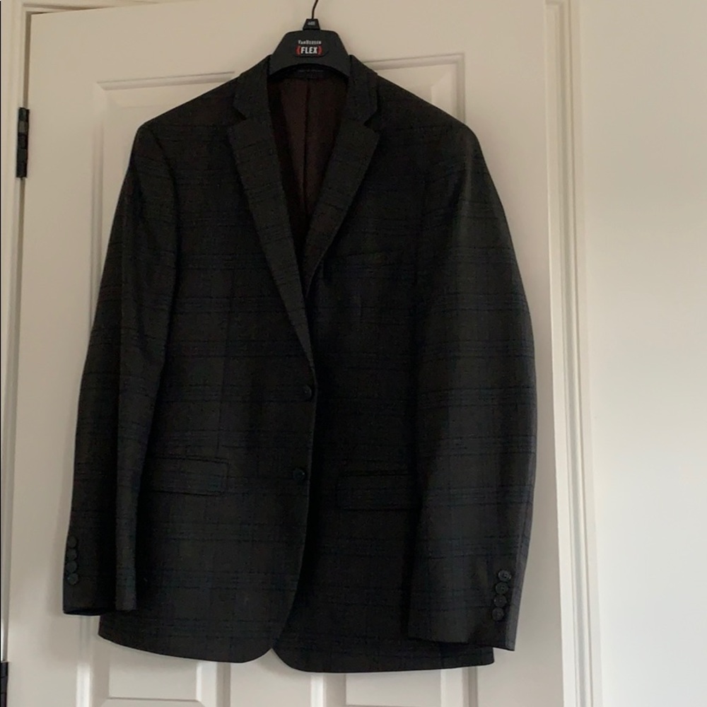 Men’s Dark Brown w/navy Overcheck Slim Fit Blazer